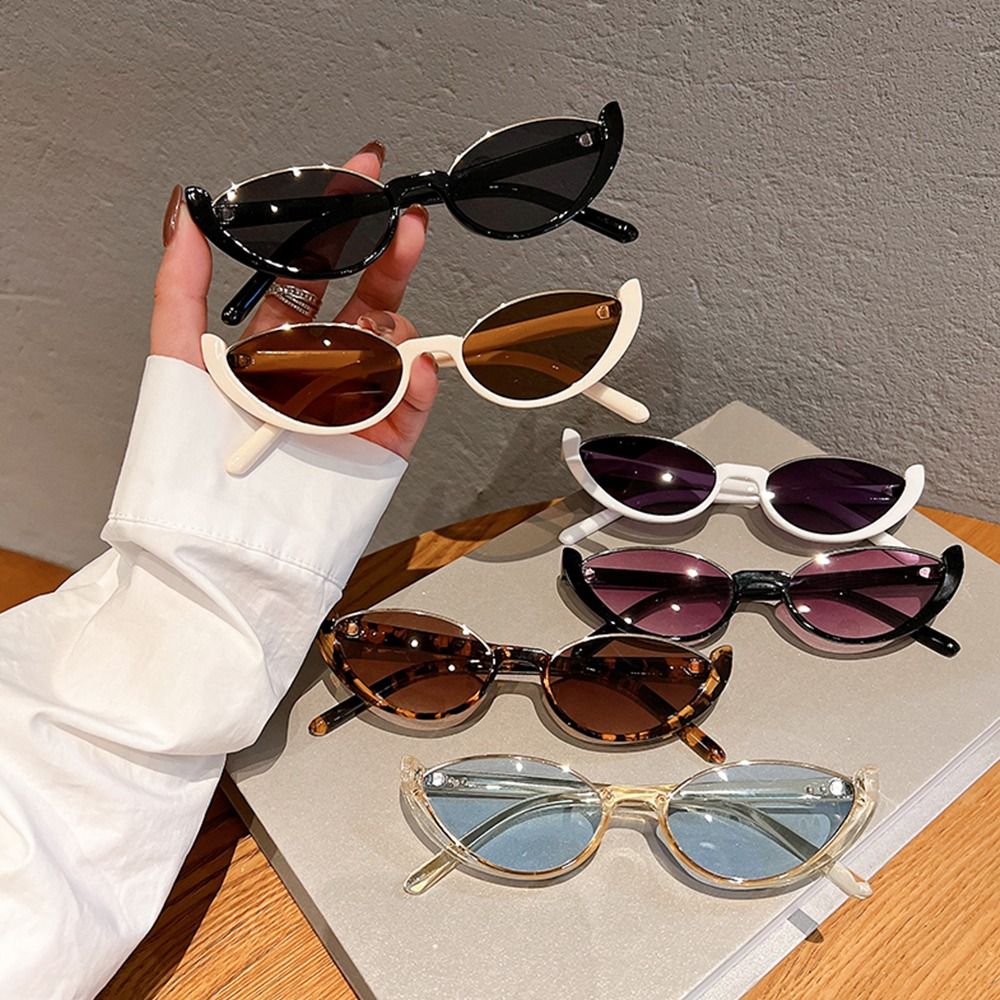 Sunglasses Cat Eye - 빈티지 스몰 여성 남성용 하프 프레임