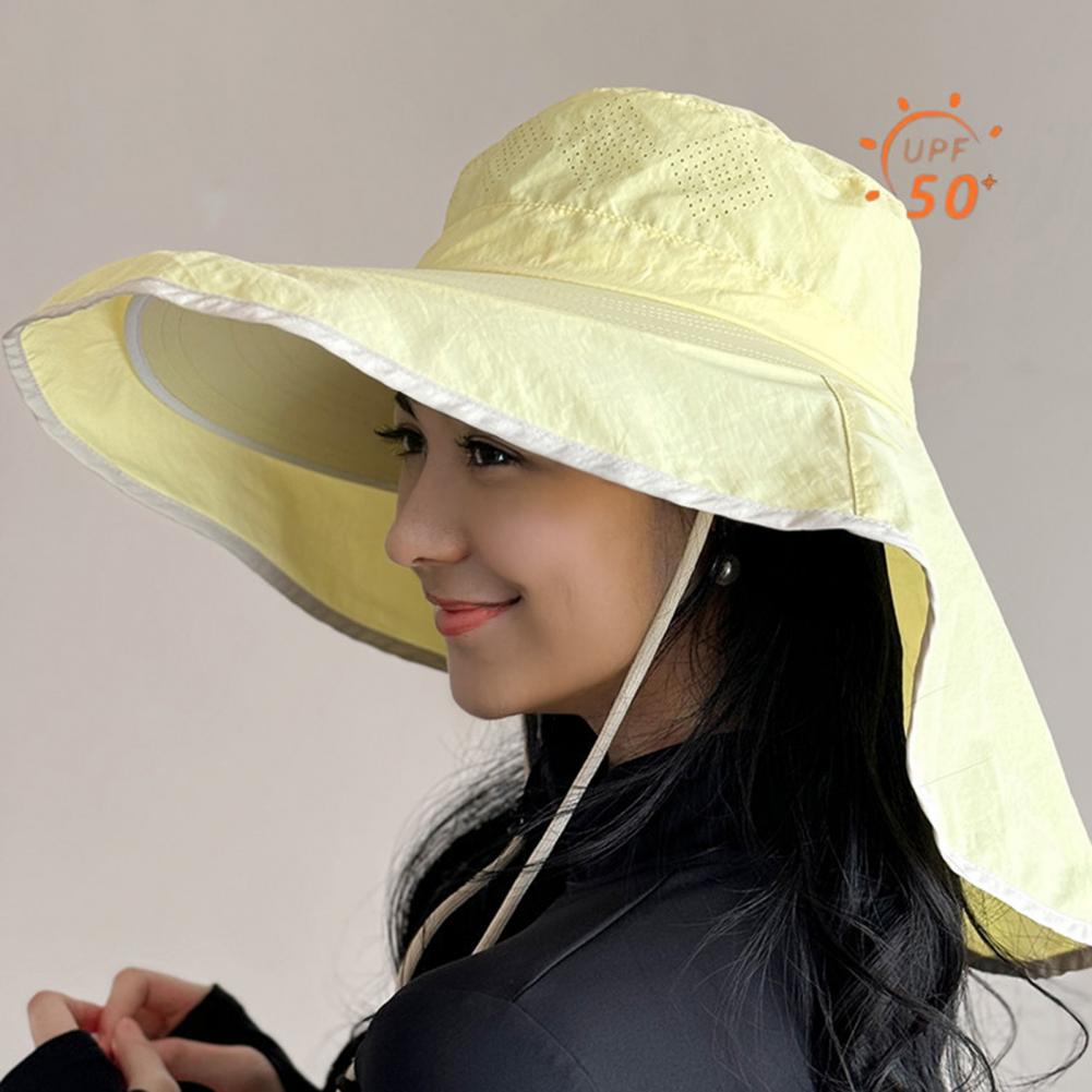 Hat Floppy Wide - 여성용 태양 모자, 넥 플랩이 있는