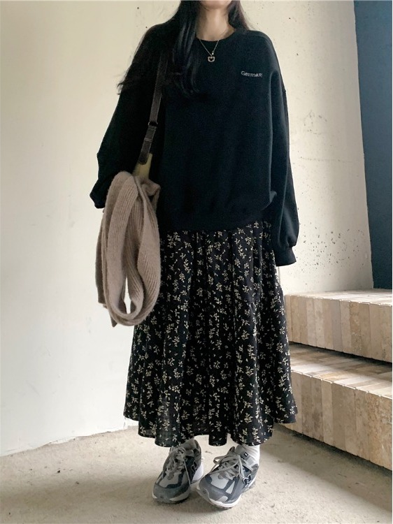 플러스 사이즈 여성용 하이 웨이스트 꽃무늬 프린트 루즈 - Midi Skirt Floral 리뷰 및 가격