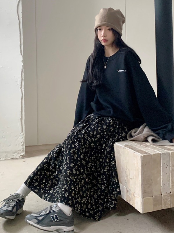 플러스 사이즈 여성용 하이 웨이스트 꽃무늬 프린트 루즈 - Midi Skirt Floral 리뷰 및 가격