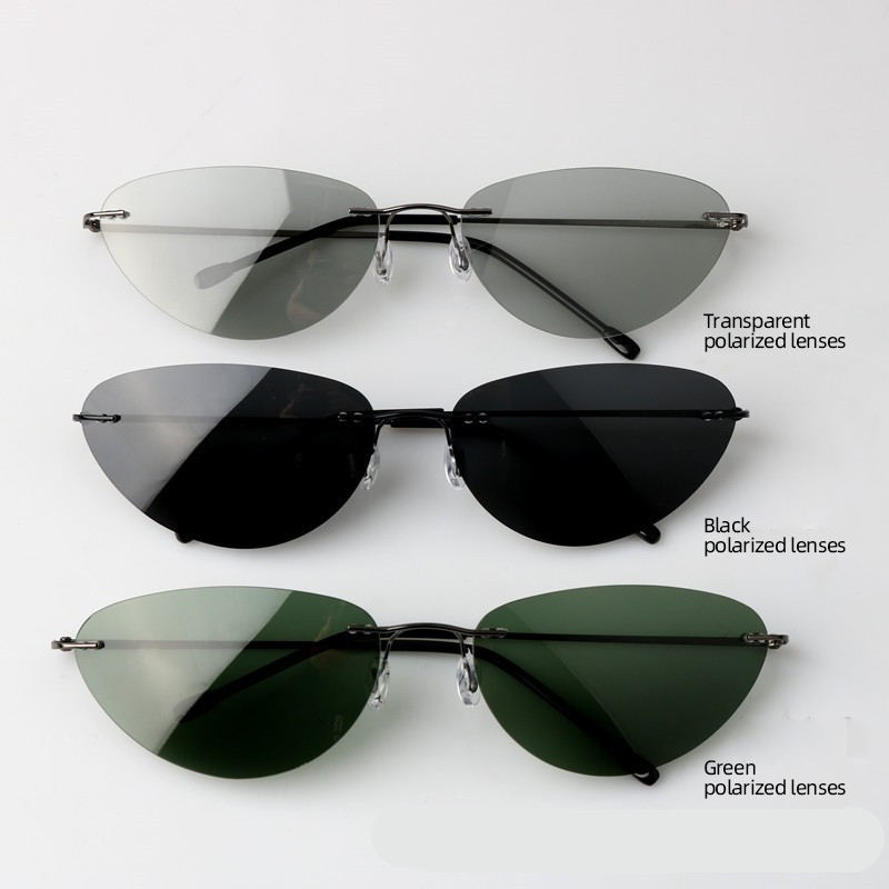 패션 무테 선글라스, 캣아이 형태, 금속 프레임, 편광 - Sunglasses Cat Eye 리뷰 및 가격