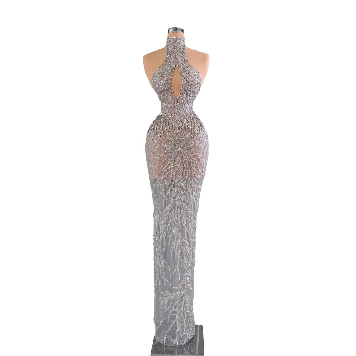 세련된 이브닝 드레스, 홀터넥, 키홀 컷아웃, 빛나는  - Maxi Dress Halter 리뷰 및 가격