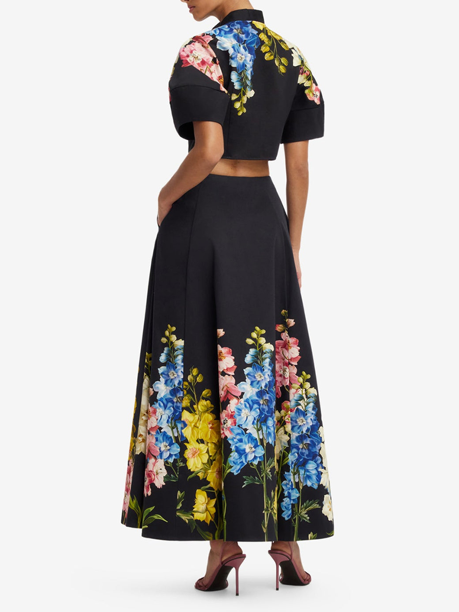 VGH 여성용 우아한 플로럴 프린트 투피스 세트, 넥  - Midi Skirt Floral 리뷰 및 가격